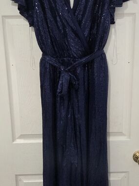 Lane Bryant Navy Sequin Jumpsuit